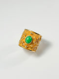 KW Grade A Golden Jewllery Single-core Green Jade Ring