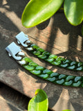 Hetian Jade Customizable Jade Cuban Link Chain – Personalized Length & Width with Natural Jade Beads