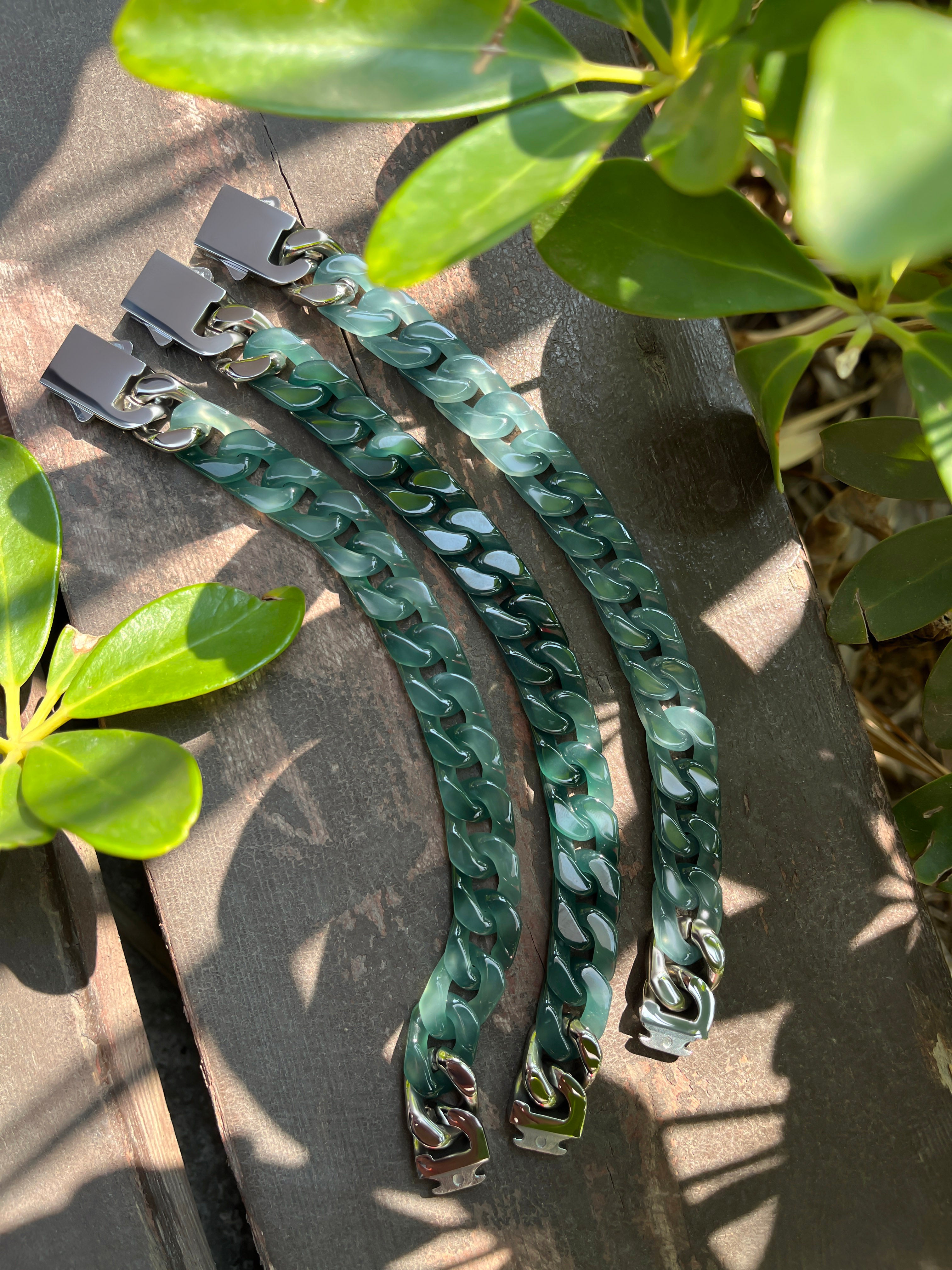 Handcrafted Jade Cuban Link Chain – Premium blue Jade Necklace for Men & Women