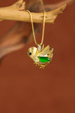 Green Jade Bird Pendant Necklace in Gold | Natural Jade Jewelry