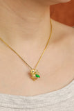Green Jade Bird Pendant Necklace in Gold | Natural Jade Jewelry