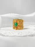 KW Grade A Goldschmuck Einadriger Ring aus grüner Jade