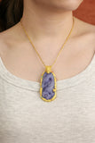 Natural Purple Jade Dragon Pendant Necklace, 18K Gold Dragon Jade Amulet, Luxury Carved Jade Talisman, Power Protection Wealth Jewelry Gift