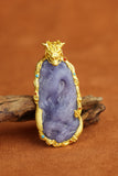 Natural Purple Jade Dragon Pendant Necklace, 18K Gold Dragon Jade Amulet, Luxury Carved Jade Talisman, Power Protection Wealth Jewelry Gift