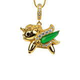 Lucky Rainbow Pony Jade Pendant Necklace in S925 Sterling Silver | Symbol of Happiness & Good Fortune