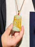 KW Grade A Jewllery Hundred Flowers White&Yellow Jade Pendant