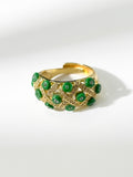 KW Grade A Golden Jewllery Multicore Green Jade Rings