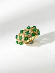 KW Grade A Golden Jewllery Multicore Green Jade Rings