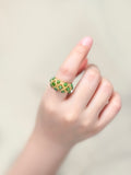 KW Grade A Golden Jewllery Multicore Green Jade Rings