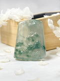 Natural Burmese Jade Landscape Pendant – Serene Mountain & River Design