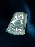 Natural Burmese Jade Landscape Pendant – Serene Mountain & River Design