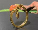 KW Grade A Golden Jewllery Orange Flower Jade Ring