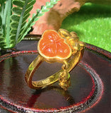 KW Grade A Golden Jewllery Orange Flower Jade Ring