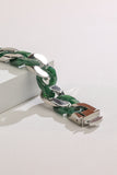 Natural Burmese Jadeite Cuban Link Bracelet – Green Jade & Silver-plated Jewelry