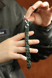 Natural Burmese Jadeite Cuban Link Bracelet – Green Jade & Silver-plated Jewelry