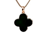 Black Jade Clover Necklace, 18K Gold Four Leaf Pendant, Dainty Minimalist Jewelry, Lucky Jadeite Charm, Everyday Gift for Her