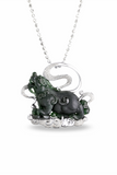Natural  Mo Cui Jade Pixiu Pendant in 18K Gold with Diamonds
