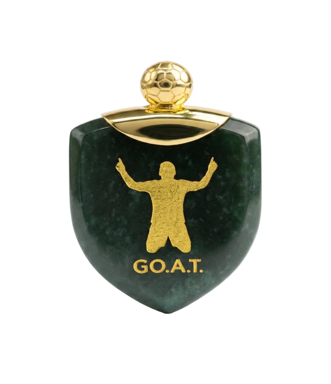 Natural Burmese jade football pendant with GOAT design, handcrafted green jade soccer necklace in 18K gold style for football fans and custom jewelry collectors
